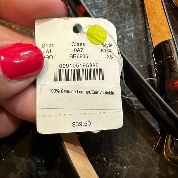 J. Crew Women’s Skinny Tortoise Genuine Leather Belt Size XS - Picture 2 of 2